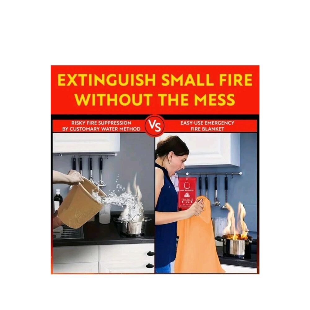 Silicone Fire Blanket Home Kitchen 40"x40" | Emergency Silicon Coated - Picture 8 of 9
